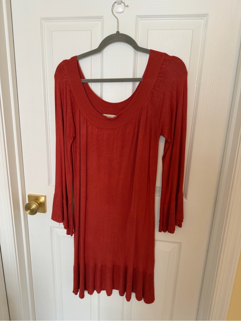 Arden B Red Long Sleeve Scoop Neck Knit Dress